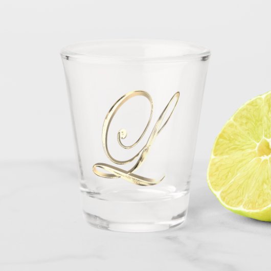 Elegante Monogram Letter L Imitate Gold Chic Schnapsglas (Vorderseite)