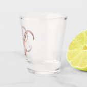 Elegante Monogram Letter M Imitats Rose Gold Chic Schnapsglas (Rechts)