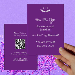 Elegante Monogram Lila Jewel Tone Rett Date Card Einladung