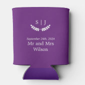 Elegante Monogram Lila Jewel Tone Wedding Dosenkühler (Rückseite)