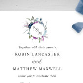 Elegante Monogram Lila und Blue Wedding Einladung