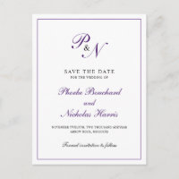 Elegante Monogram Lila Wedding Save the Date