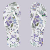 Elegante Monogram Lilac Floral Muster Flip Flops Badesandalen