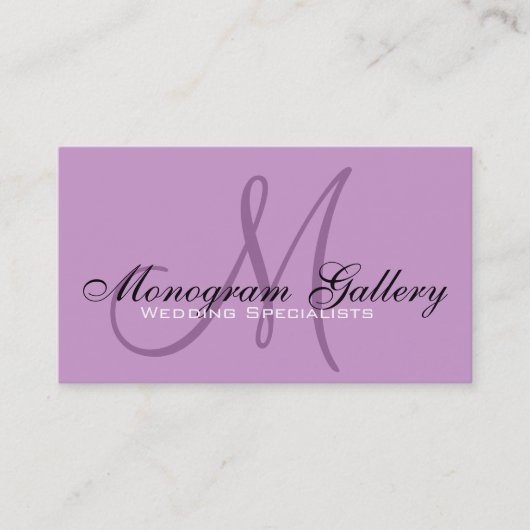 Elegante Monogram Lilac individuell anpassbare Vis Visitenkarte (Vorderseite)