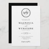 Elegante Monogram Linen Luxury Wedding Einladung (Vorne/Hinten)