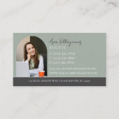 Elegante Monogram Logo Grün Beruflich Visitenkarte (Vorderseite)