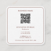 Elegante Monogram Luxury Premium Linen Terracotta Quadratische Visitenkarte (Rückseite)