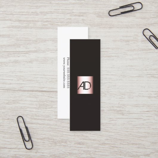 Elegante Monogram Makeup Artist Business Card Mini Visitenkarte (Vorderseite/Rückseite Beispiel)
