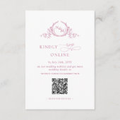 Elegante Monogram Mauve Pink QR Code Wedding RSVP Begleitkarte (Vorderseite)