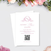 Elegante Monogram Mauve Pink QR Code Wedding RSVP Begleitkarte