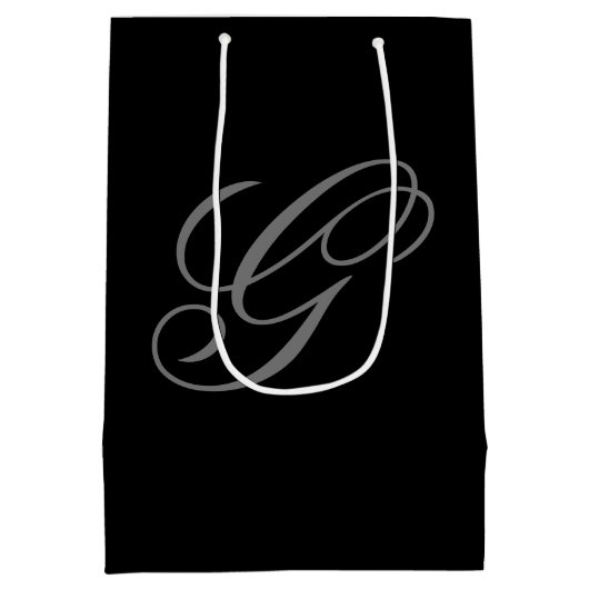 Elegante Monogram Medium Geschenktasche Mittlere Geschenktüte (Rückseite)