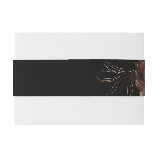 Elegante Monogram Midnight Floral Wedding Einladungsbanderole (Rückseitenbeispiel)