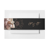 Elegante Monogram Midnight Floral Wedding Einladungsbanderole (Vorderseite Beispiel)