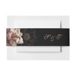 Elegante Monogram Midnight Floral Wedding Einladungsbanderole