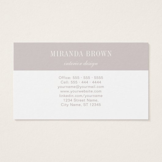 Elegante Monogram Minimalistisch Beige White Class (Rückseite)