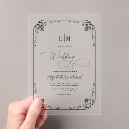 Elegante Monogram Minimalistisch Wedding Acryleinladungen