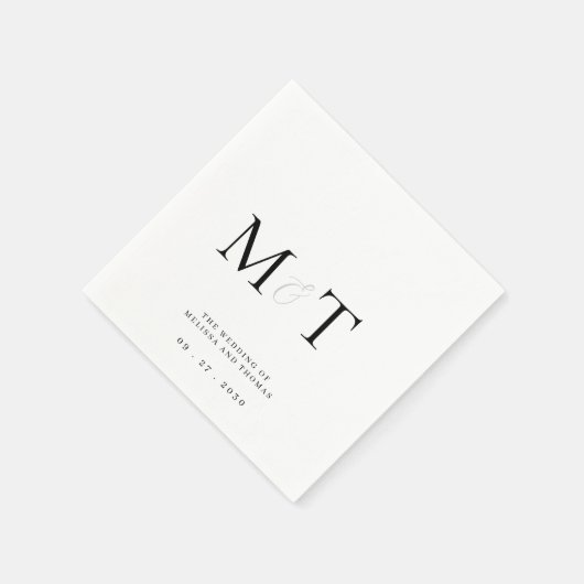 Elegante Monogram Minimalistisch Wedding Serviette (Ecke)