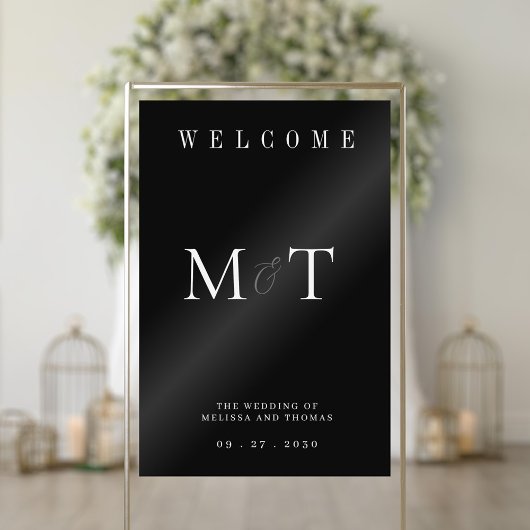 Elegante Monogram Minimalistisch Wedding Welcome Acrylschild
