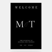 Elegante Monogram Minimalistisch Wedding Welcome Acrylschild (Vorderseite)