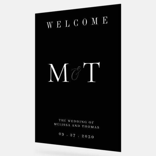 Elegante Monogram Minimalistisch Wedding Welcome Acrylschild (Winkel)
