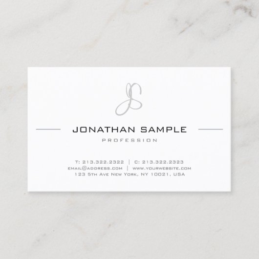 Elegante Monogram Modern Simple Chic Beruflich Visitenkarte (Vorderseite)