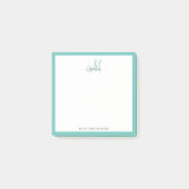 Elegante Monogram Modern Simple Girly Aquamarin Post-it Klebezettel (Vorderseite)