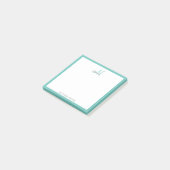 Elegante Monogram Modern Simple Girly Aquamarin Post-it Klebezettel (angewinkelt)