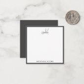 Elegante Monogram Modern Simple Girly Black Mitteilungskarte (Vorderseite/Rückseite Beispiel)