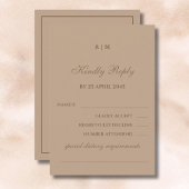 Elegante Monogram Modern Taupe Wedding RSVP Card