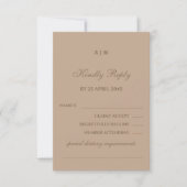 Elegante Monogram Modern Taupe Wedding RSVP Card Karte (Vorderseite)