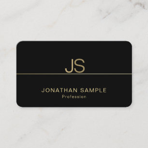 Elegante Monogram Moderne Black and Gold Elite Visitenkarte