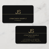 Elegante Monogram Moderne Black and Gold Elite Visitenkarte (Vorne/Hinten)