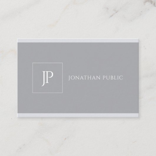 Elegante Monogram Moderne einfache graue Vorlage Visitenkarte (Vorderseite)
