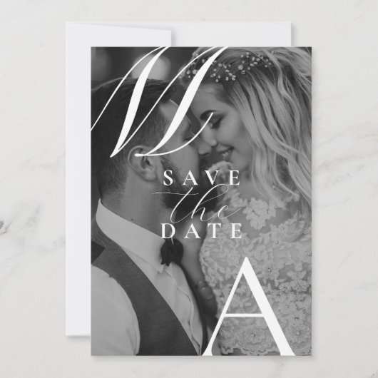 Elegante Monogram Moderne Foto Hochzeit Save The Date (Vorderseite)
