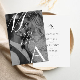 Elegante Monogram Moderne Foto Hochzeit Save The Date