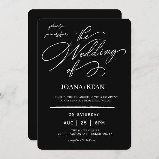 Elegante Monogram Moderne Hochzeit Einladung (Vorne/Hinten)