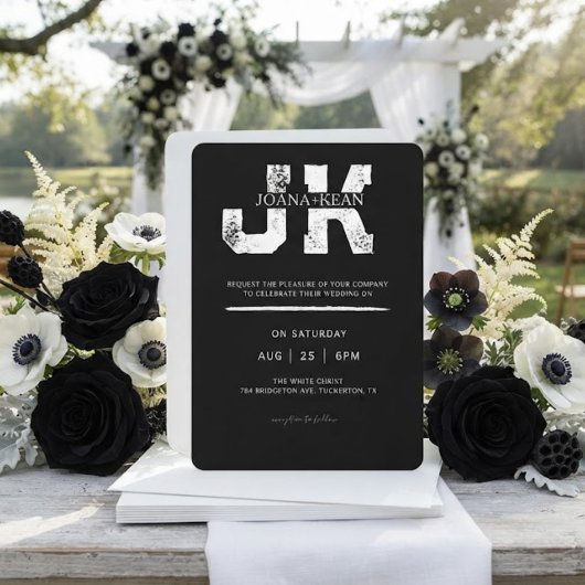 Elegante Monogram Moderne Hochzeit Einladung
