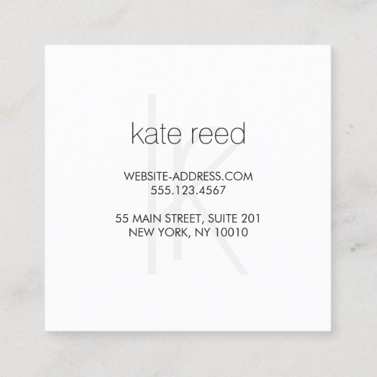 Elegante Monogram Moderne Imitate Linse Green Foil Quadratische Visitenkarte (Rückseite)