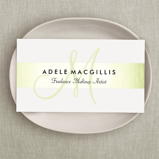 Elegante Monogram Moderne Imitate Linse Green Foil Visitenkarte