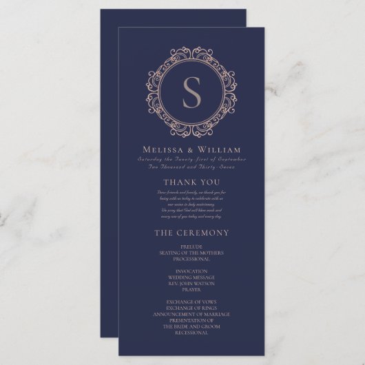 Elegante Monogram Moderne klassische Hochzeit der  Programm (Vorne/Hinten)