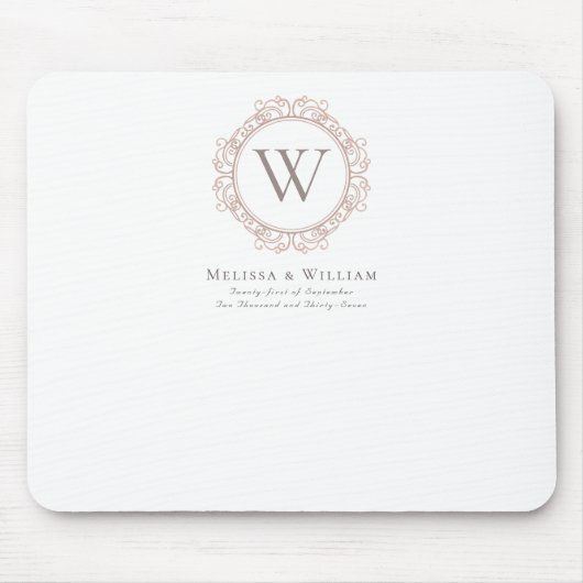 Elegante Monogram Moderne klassische Hochzeit Mousepad (Vorne)