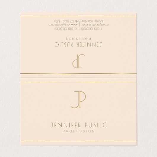 Elegante Monogram Moderne Minimalistisch Template  Visitenkarten (Außenseite Aufgefaltet)