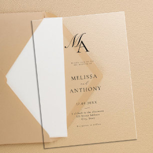 Elegante Monogram Moderne Minimalistische Hochzeit Acryleinladungen