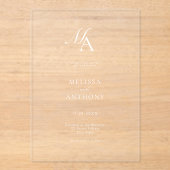 Elegante Monogram Moderne Minimalistische Hochzeit Acryleinladungen (Vorderseite)