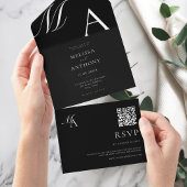 Elegante Monogram Moderne Minimalistische Hochzeit All In One Einladung