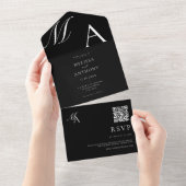 Elegante Monogram Moderne Minimalistische Hochzeit All In One Einladung (Abreißen)