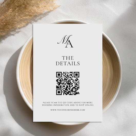 Elegante Monogram Moderne Minimalistische Hochzeit Begleitkarte