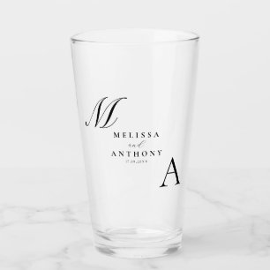 Elegante Monogram Moderne Minimalistische Hochzeit Glas