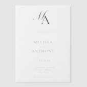 Elegante Monogram Moderne Minimalistische Hochzeit Pergament Einladungen (Vorderseite)