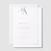Elegante Monogram Moderne Minimalistische Hochzeit Pergament Einladungen (Versetzt)
